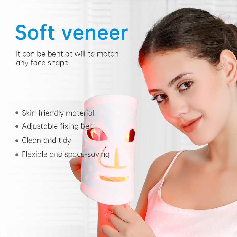 LED Face Mask for Skin Rejuvenation - Red, Blue, Green & Purple 98 Light Beads Therapy
