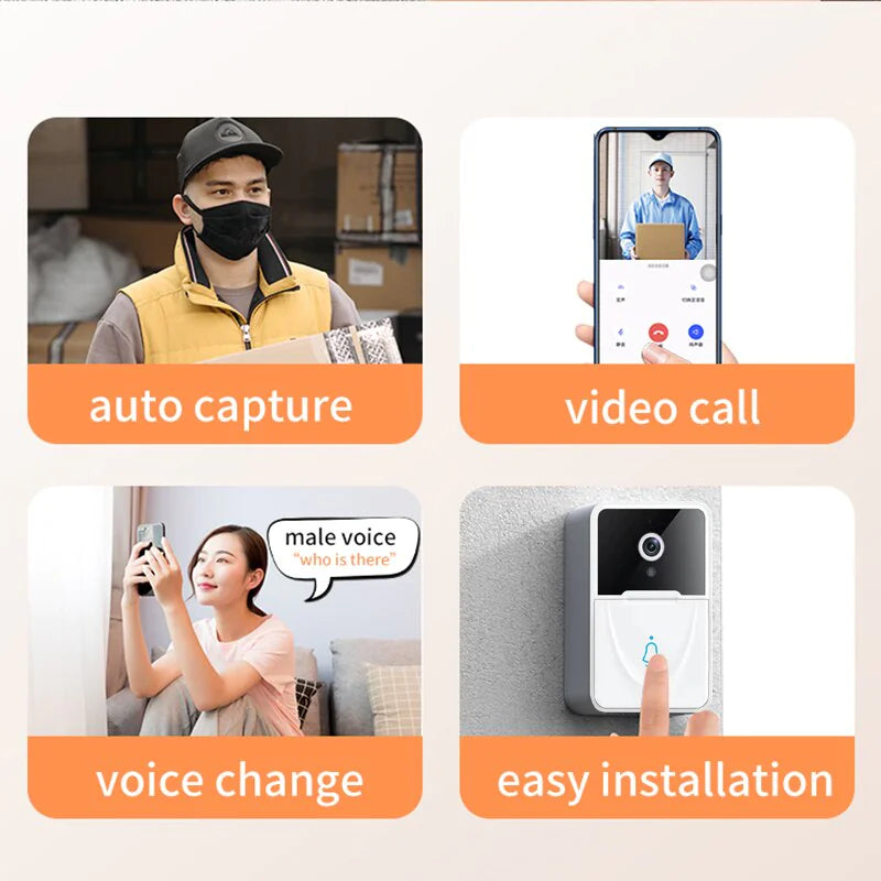 Wireless Security WiFi Smart Doorbell Intercom Video Camera Bell Chime Door Ring Elvallo