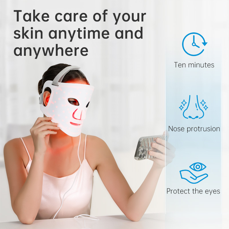 LED Face Mask for Skin Rejuvenation - Red, Blue, Green & Purple 98 Light Beads Therapy