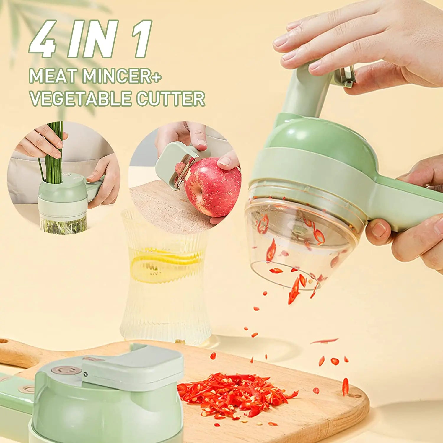 4 In 1 Electric Vegetable Cutter Chopper, Slicer, and Dice Effortlessly Kitchen Tool - Elvallo