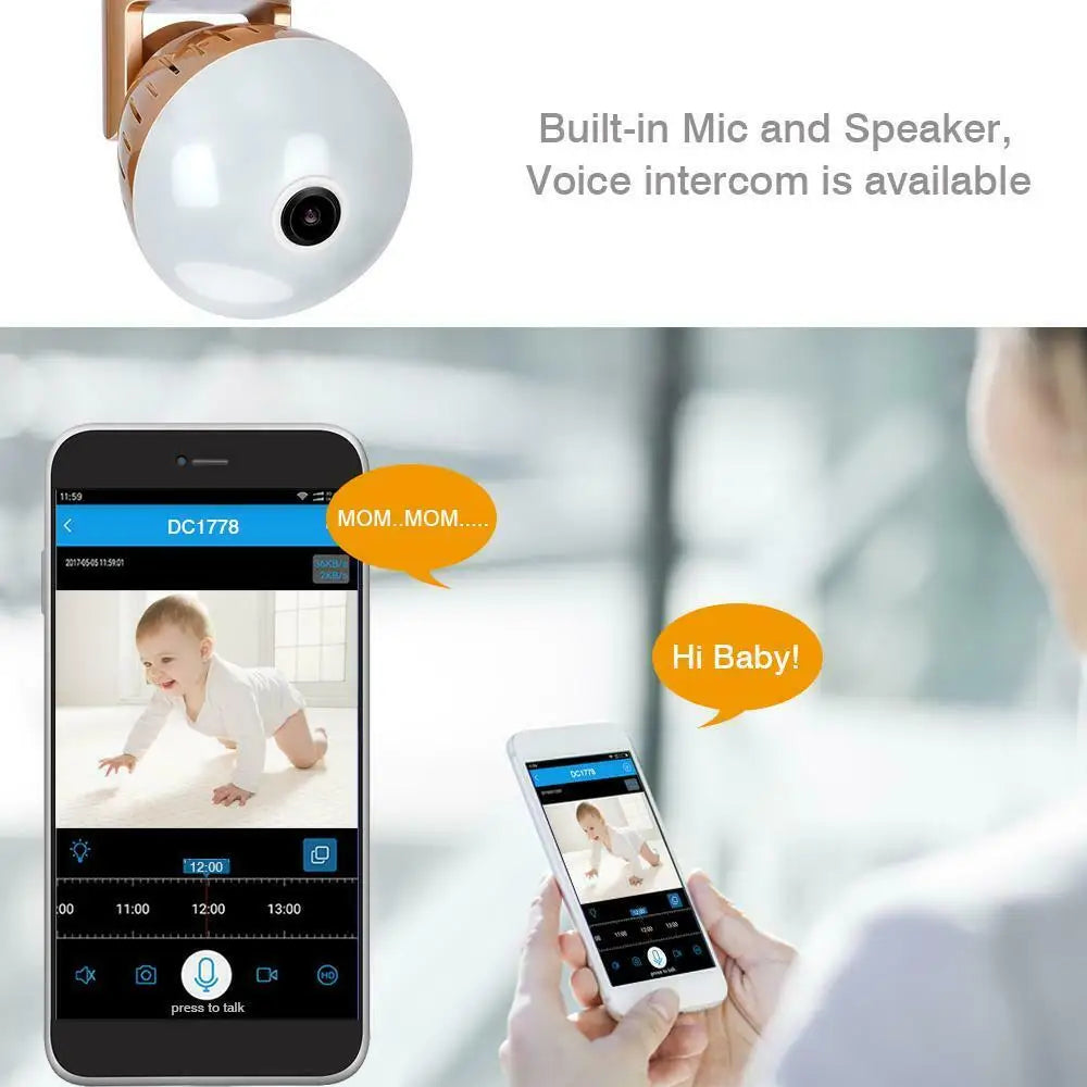 200W Camera Bulb Lamp light Wireless 2MP HD 360 Degrees