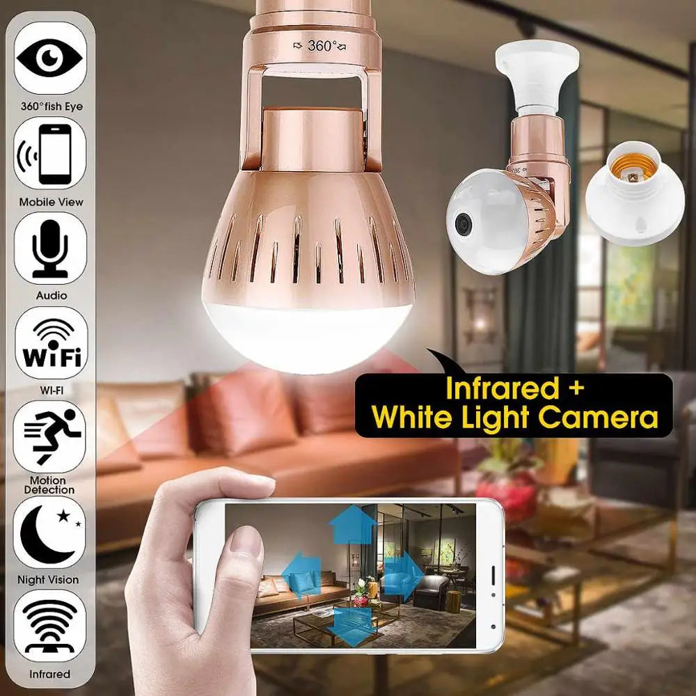 200W Camera Bulb Lamp light Wireless 2MP HD 360 Degrees