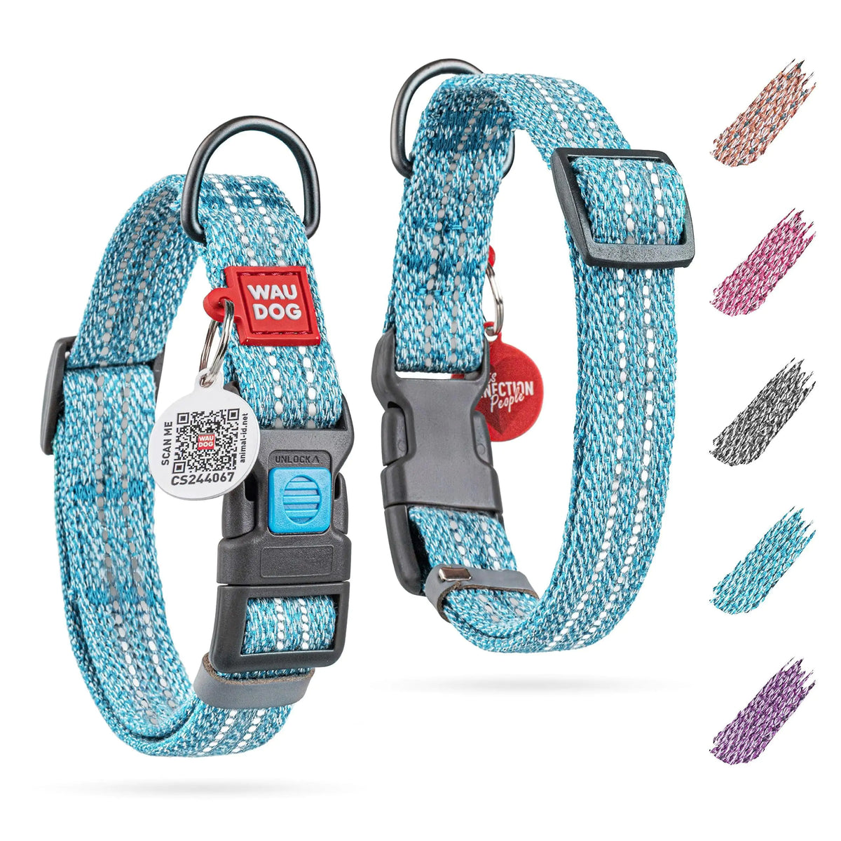 Blue Reflective Cotton Dog Collar Eco Friendly for Medium Dogs 1016 inch Neck Elvallo