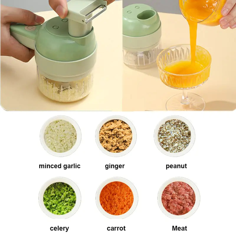 4 In 1 Electric Vegetable Cutter Chopper, Slicer, and Dice Effortlessly Kitchen Tool - Elvallo