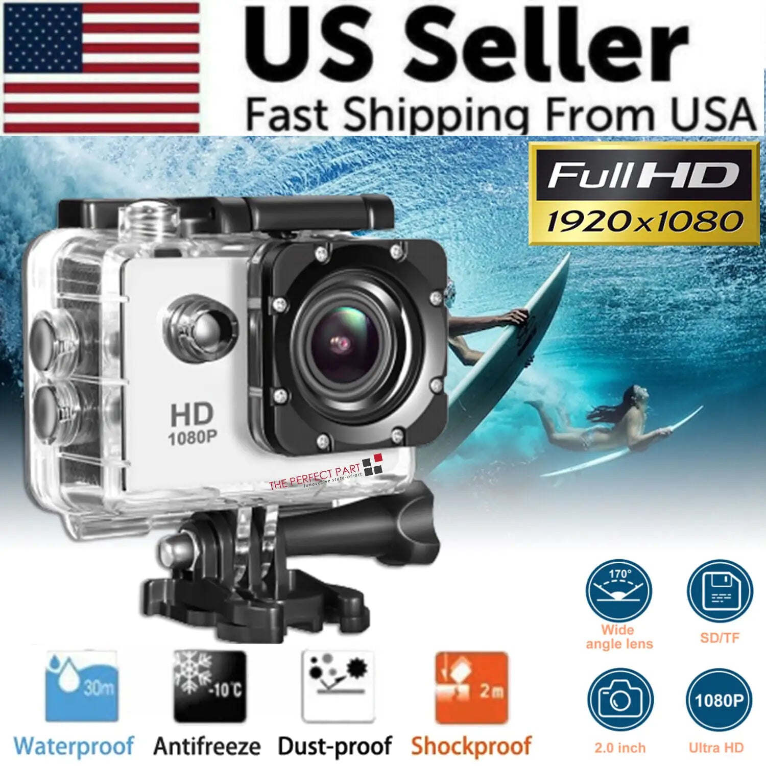 4K Action Sport Waterproof Camera 20 MP Recorder HD 1080P Camcorder Video 170° Elvallo