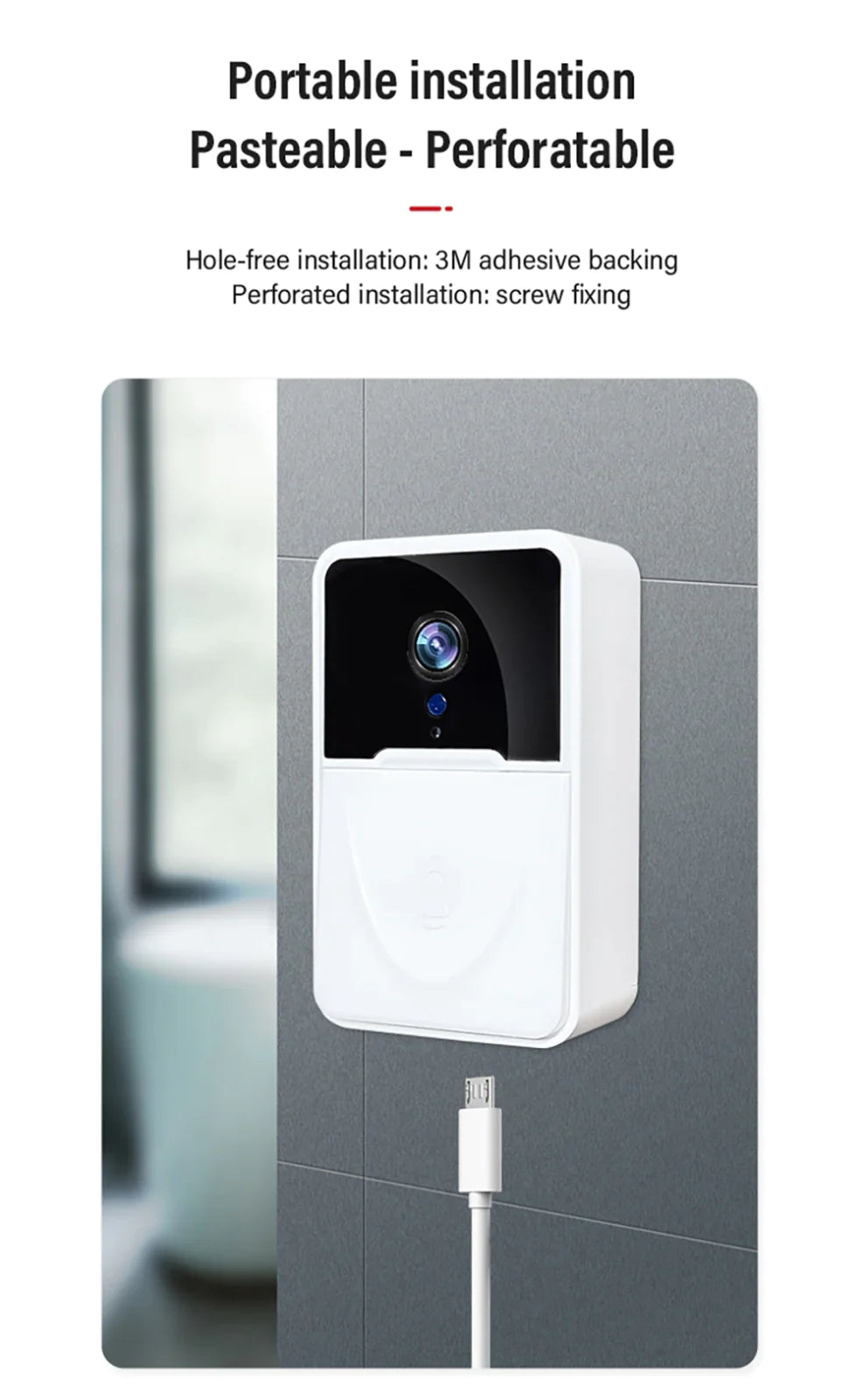 Wireless Security WiFi Smart Doorbell Intercom Video Camera Bell Chime Door Ring Elvallo