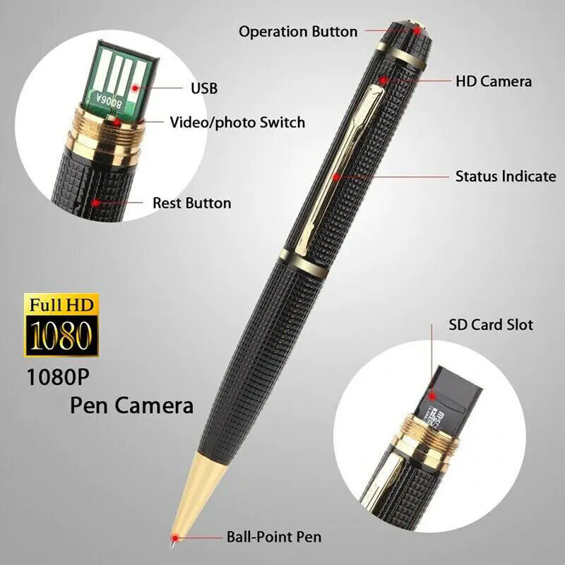 1080P HD Pocket Pen Camera Hidden Cam Mini Body Video Recorder DVR Security USB Elvallo