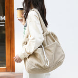 Ins Corduroy Shoulder Bags Drawstring