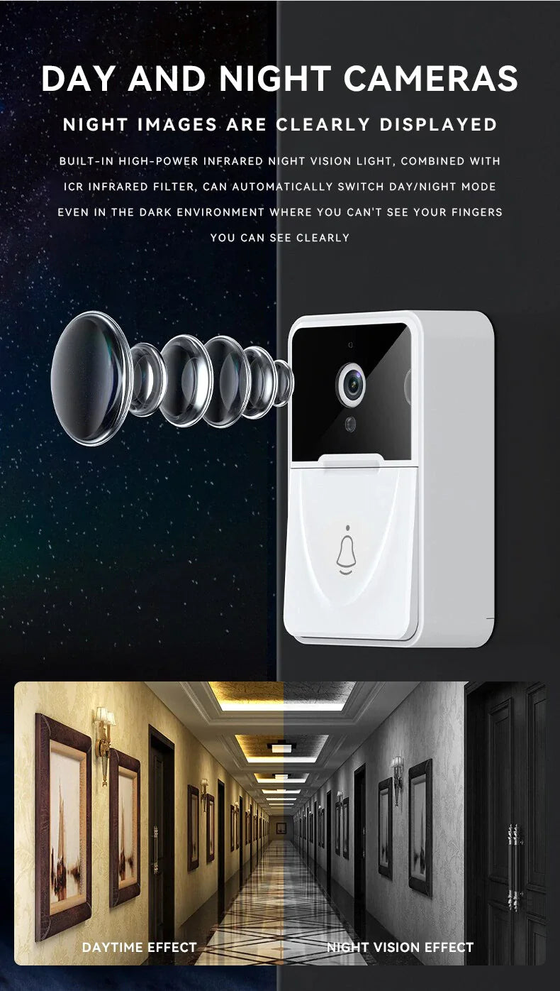 Wireless Security WiFi Smart Doorbell Intercom Video Camera Bell Chime Door Ring Elvallo