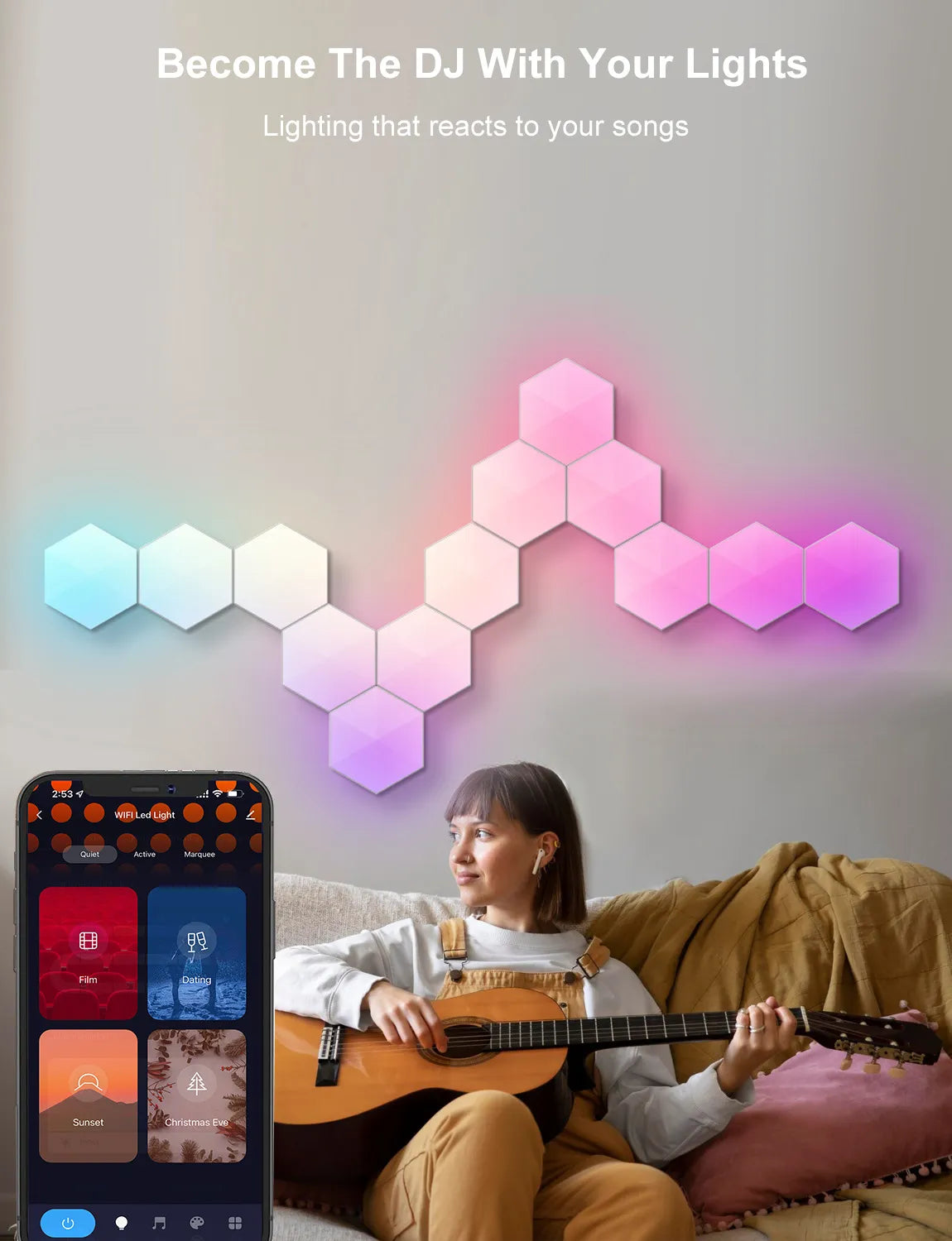 RGB LED Hexagonal Quantum Lamp Elvallo