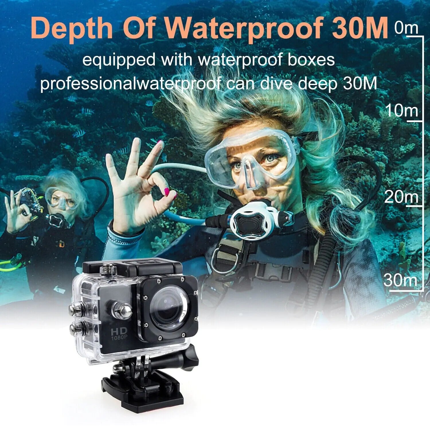 4K Action Sport Waterproof Camera 20 MP Recorder HD 1080P Camcorder Video 170° Elvallo