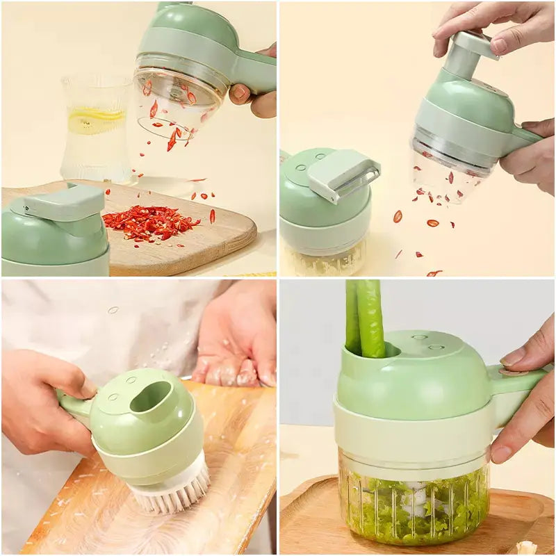 4 In 1 Electric Vegetable Cutter Chopper, Slicer, and Dice Effortlessly Kitchen Tool - Elvallo