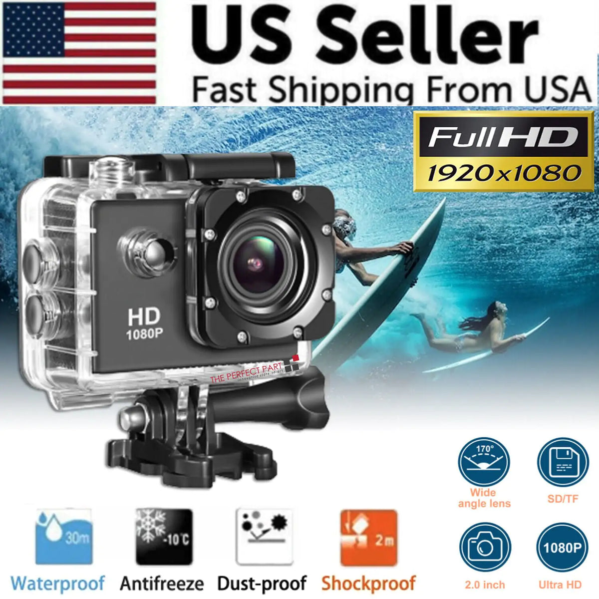 4K Action Sport Waterproof Camera 20 MP Recorder HD 1080P Camcorder Video 170° Elvallo