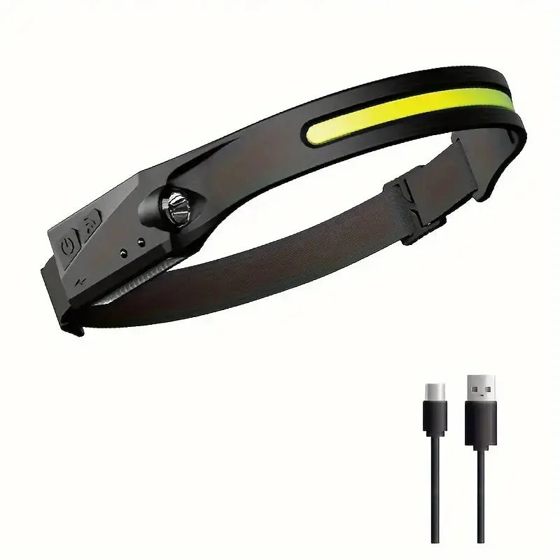 Headlamp COB LED Head Lamp Flashlight USB Rechargeable Sensor Head Torch My Store