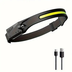 Headlamp COB LED Head Lamp Flashlight USB Rechargeable Sensor Head Torch My Store