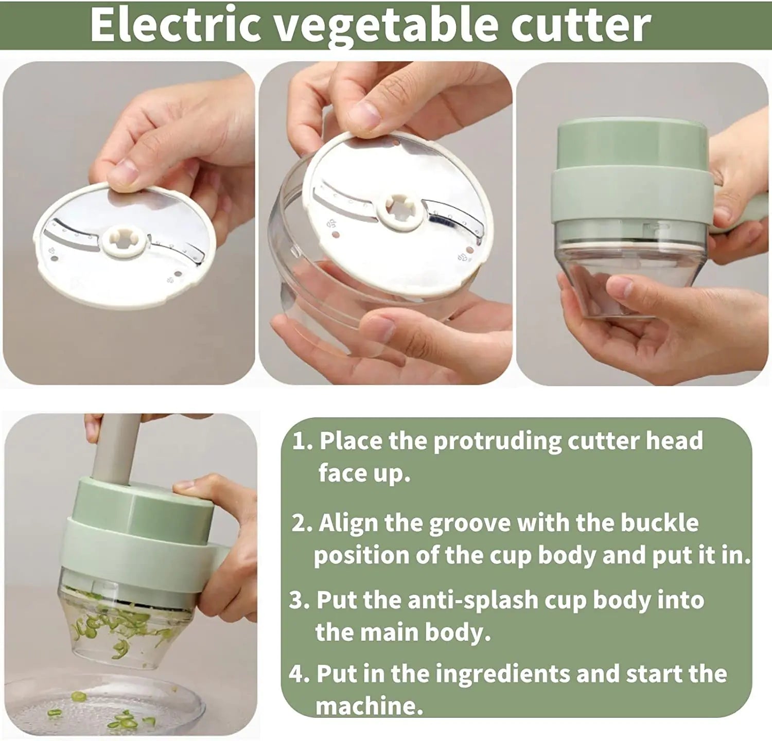 4 In 1 Electric Vegetable Cutter Chopper, Slicer, and Dice Effortlessly Kitchen Tool - Elvallo